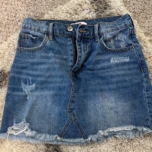 Buddy Love Distressed Denim Mini Skirt